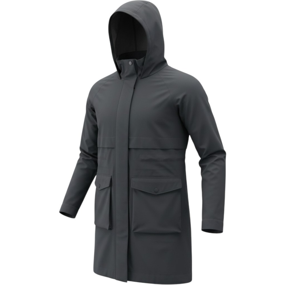 Prana Womens Hooded Rain Parka Jacket Black Recycled Polyester XS